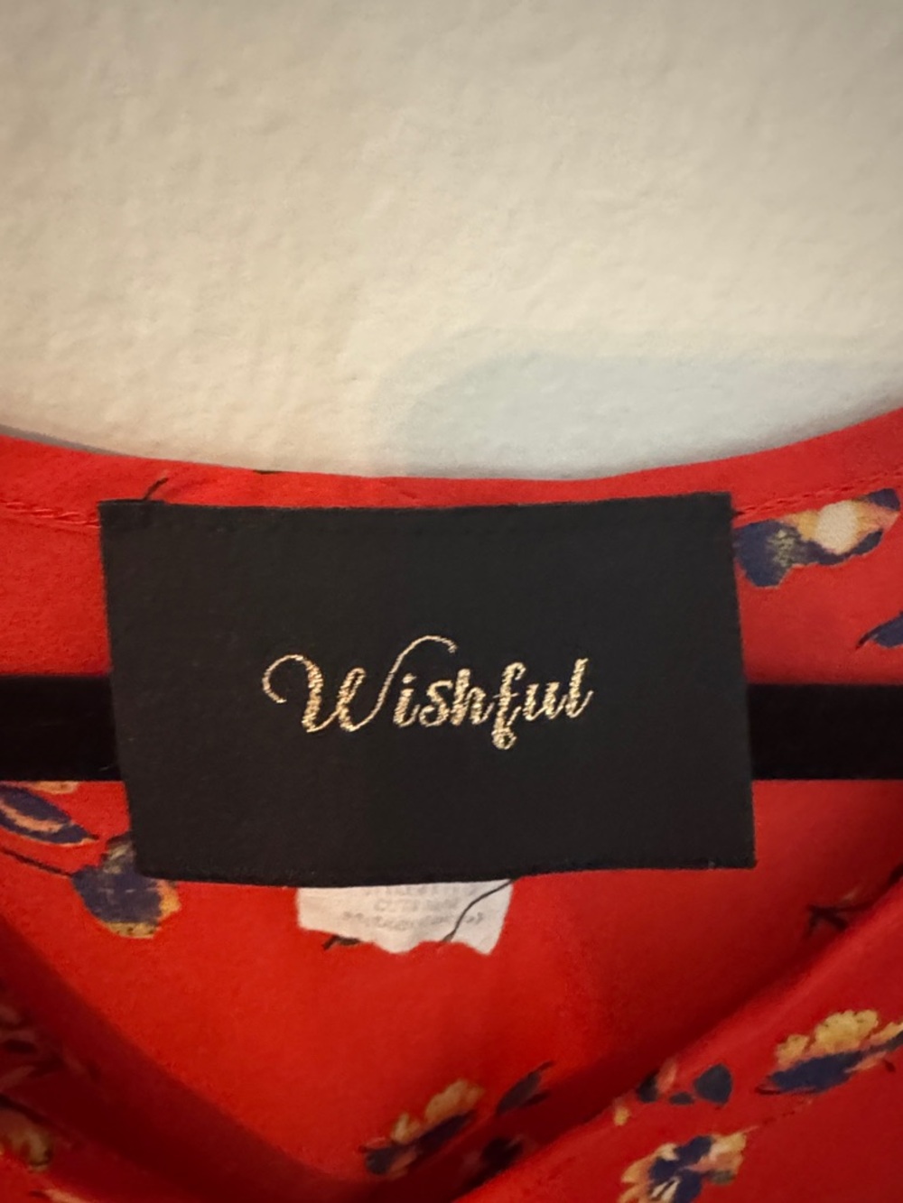 Wishful Red Floral V-Neck Tie Waist Top - Picture 2 of 4